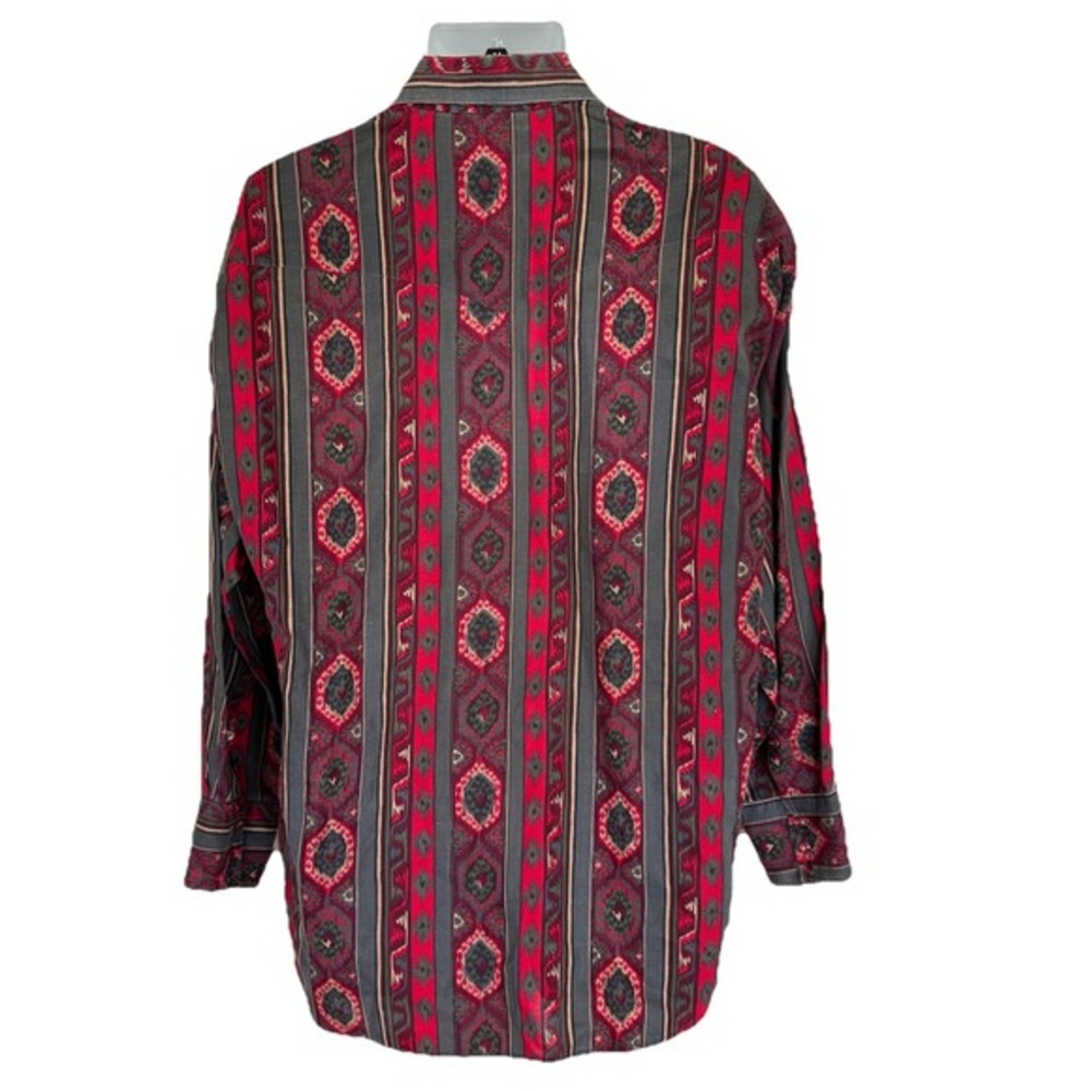 Vtg Ruddock Bros Aztec Pearl Snap Shirt Red Pearl Snaps Western 17/34 Xl Tails - Picture 2 of 16